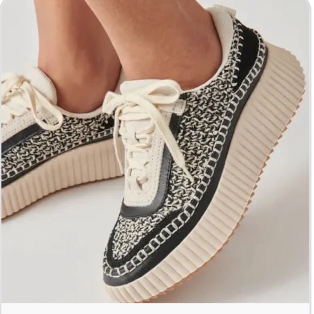 Stylish Black and Cream Women's Sneakers